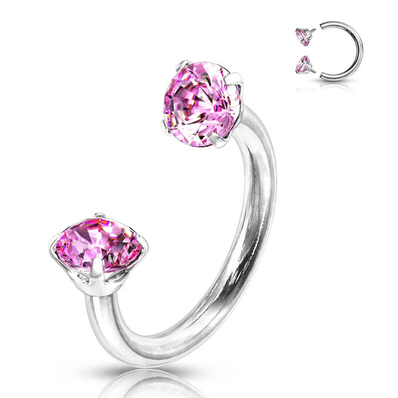 Zirconia Horseshoe Ring with Threaded Gems for Piercings - Image 19