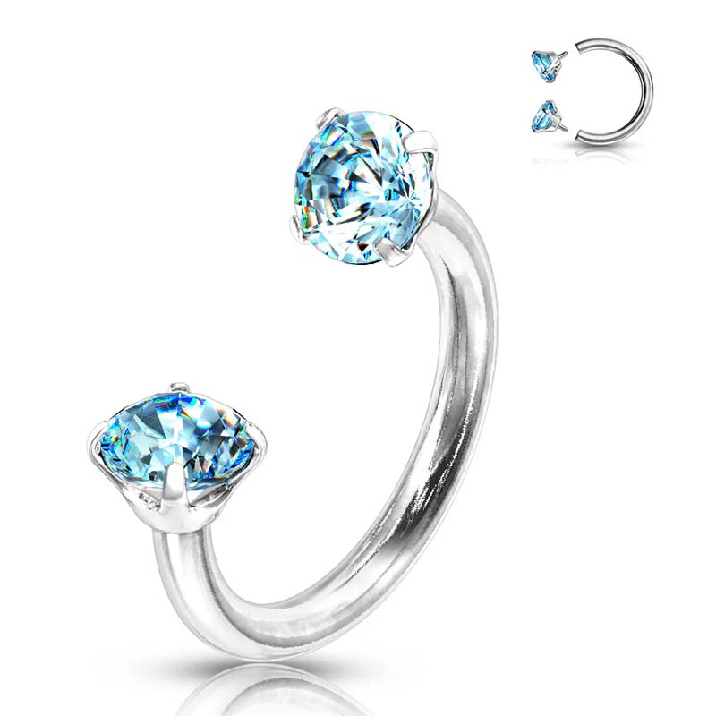 Zirconia Horseshoe Ring with Threaded Gems for Piercings - Image 20
